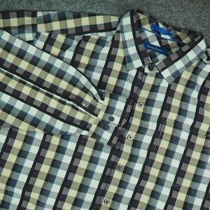 Tommy Bahama Shirt Mens 3XL Button Front‎ Multicolor Plaid 100% Silk Resortwear